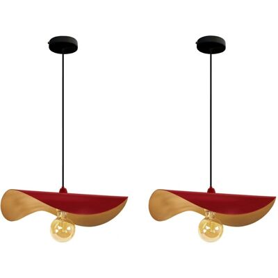 Suspension Tosel Madame-Lot 2 - Abat-jour métallique réglable pour cuisine & salon - Publicité Suspension Tosel Madame-Lot 2 - Abat-jour métallique réglable pour cuisine & salon - Publicité