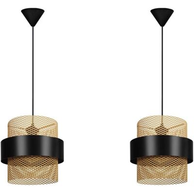 Suspension TOSel Misis Lot2 - Métal Noir et Jaune 85cm - Publicité Suspension TOSel Misis Lot2 - Métal Noir et Jaune 85cm - Publicité