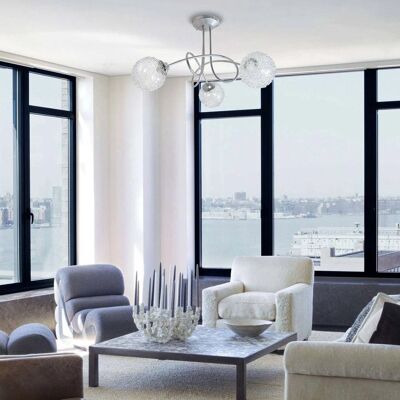 Lampe de plafond moderne en argent - TOSSEL G9 Globe - Publicité Lampe de plafond moderne en argent - TOSSEL G9 Globe - Publicité