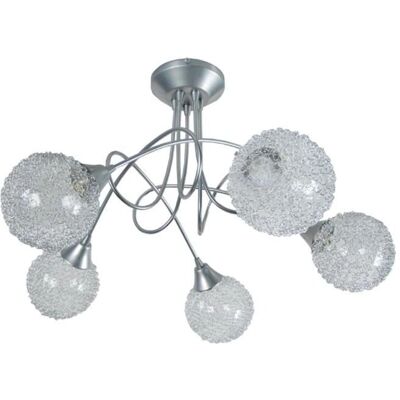 Lampe de Plafond Moderne TOSSEL - 5 Globes G9 - Argenté - Publicité Lampe de Plafond Moderne TOSSEL - 5 Globes G9 - Argenté - Publicité