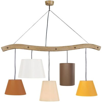 Luminaire TOSSEL Tacks en Bois Rustique - 5 Abat-Jours, 115cm - Publicité Luminaire TOSSEL Tacks en Bois Rustique - 5 Abat-Jours, 115cm - Publicité