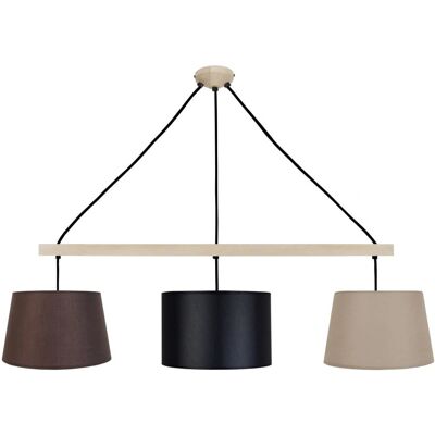 TOSel Amesterdham - Suspension - Bois Naturel, Abat-jours Multicolores, E27 - Publicité TOSel Amesterdham - Suspension - Bois Naturel, Abat-jours Multicolores, E27 - Publicité