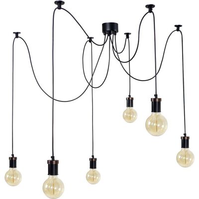 Suspension modulaire TOSSEL Krake - Noir - 6 E27 prises - Publicité Suspension modulaire TOSSEL Krake - Noir - 6 E27 prises - Publicité