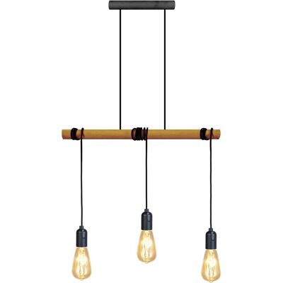 TOSSEL Brooklyn - Suspension Rectangulaire en Bois - E27, 3 Ampoules - Publicité TOSSEL Brooklyn - Suspension Rectangulaire en Bois - E27, 3 Ampoules - Publicité