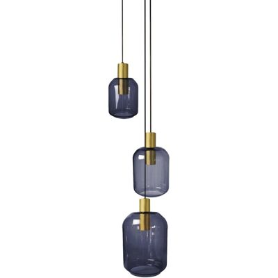 Suspension TOSSEL Svalbard - Verre Bleu, Noir, 3 E27 - Publicité Suspension TOSSEL Svalbard - Verre Bleu, Noir, 3 E27 - Publicité