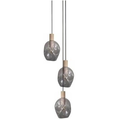 Suspension Tosel VINGOLF Gris - Design artistique en verre et bois - Publicité Suspension Tosel VINGOLF Gris - Design artistique en verre et bois - Publicité