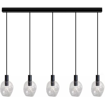 Suspension TOSEL VINGOLF - Verre Transparent, 5 E27, 100cm - Publicité Suspension TOSEL VINGOLF - Verre Transparent, 5 E27, 100cm - Publicité