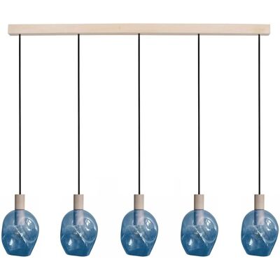 Suspension VINGOLF en Verre Bleu - 5 Douilles E27 - Publicité Suspension VINGOLF en Verre Bleu - 5 Douilles E27 - Publicité