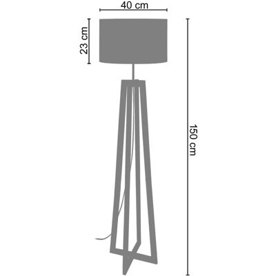 Lampadaire TOSSEL - Bois Naturel & Taupe - 150cm - Style Scandinave - Publicité Lampadaire TOSSEL - Bois Naturel & Taupe - 150cm - Style Scandinave - Publicité