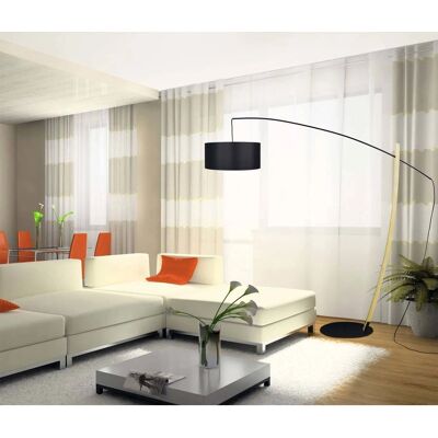 Lámpara de pie Husqvarna - Estilo nórdico ajustable en negro y madera natural Lámpara de pie Husqvarna - Estilo nórdico ajustable en negro y madera natural