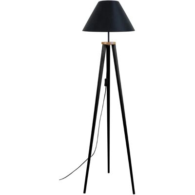Lampe sur pied TOSEL Arhus - Bois naturel et noir, E27 - Publicité Lampe sur pied TOSEL Arhus - Bois naturel et noir, E27 - Publicité