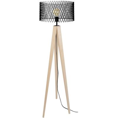 Lámpara de Pie TOSel Aster - Madera Natural y Negro, Ajustable Lámpara de Pie TOSel Aster - Madera Natural y Negro, Ajustable