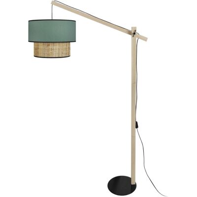 Lampadaire TOSEL Cochin - Bras réglable, double abat-jour en tissu, bois écologique - Publicité Lampadaire TOSEL Cochin - Bras réglable, double abat-jour en tissu, bois écologique - Publicité