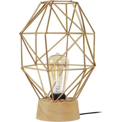 TOSEL Octogonal - Lampe de nuit - Bois naturel et doré - Publicité TOSEL Octogonal - Lampe de nuit - Bois naturel et doré - Publicité