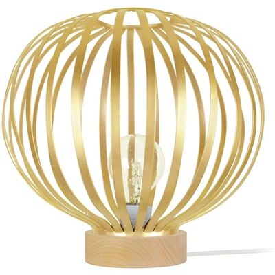 TOSEL Davos - Lampe de Table Ronde en Métal et Bois - Style Industriel - Publicité TOSEL Davos - Lampe de Table Ronde en Métal et Bois - Style Industriel - Publicité