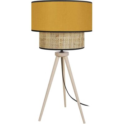 TOSEL Cochin T - Lámpara de Mesa de Madera Natural y Amarillo TOSEL Cochin T - Lámpara de Mesa de Madera Natural y Amarillo