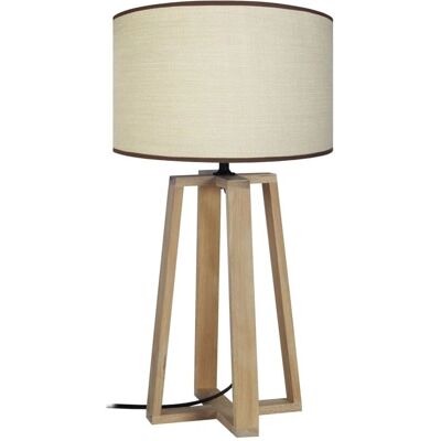 TOSSEL Manon - Lampe de nuit bois naturel et blanc - E27 - 40W - Publicité TOSSEL Manon - Lampe de nuit bois naturel et blanc - E27 - 40W - Publicité