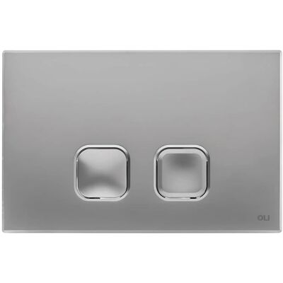 Plaque Double Bouton OLI Chrome Satiné - Plaque de chasse pour toilettes - Publicité Plaque Double Bouton OLI Chrome Satiné - Plaque de chasse pour toilettes - Publicité