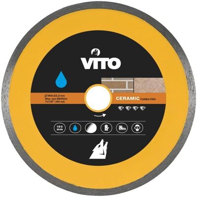 Disque Diamant VITO - 180mm, 22mm Trou, Coupe à l'eau - Publicité Disque Diamant VITO - 180mm, 22mm Trou, Coupe à l'eau - Publicité