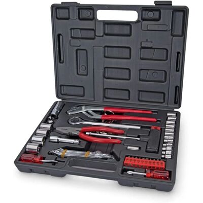 Boîte à outils en acier au carbone 49 pièces - Marteau, Clés, Douilles - Publicité Boîte à outils en acier au carbone 49 pièces - Marteau, Clés, Douilles - Publicité