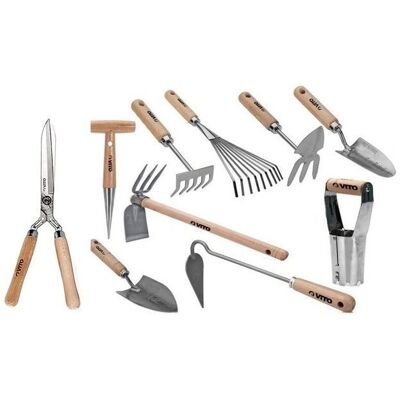 Ensemble d'outils de jardin Vito - Acier inoxydable & Fer forgé - 10 pièces - Publicité Ensemble d'outils de jardin Vito - Acier inoxydable & Fer forgé - 10 pièces - Publicité