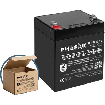 Phasak PHB 1205 UPS-Batterie - Versiegelte Bleisäure - 12V 5Ah Phasak PHB 1205 UPS-Batterie - Versiegelte Bleisäure - 12V 5Ah