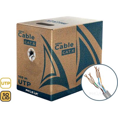 Phasak PHR 6100 - Cable de Red Categoría 6 Gris 100m Phasak PHR 6100 - Cable de Red Categoría 6 Gris 100m