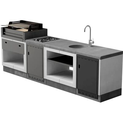 Módulo de cocina exterior TUOZI Kitaway - Blanco, Gris - 61x63x85cm - Módulo de cocina exterior Módulo de cocina exterior TUOZI Kitaway - Blanco, Gris - 61x63x85cm - Módulo de cocina exterior