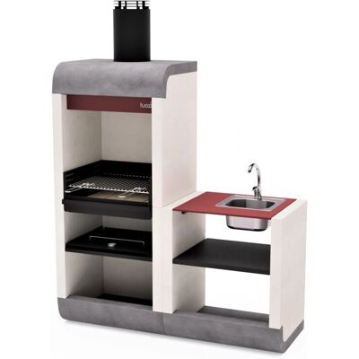 Maestro Ferretero Tuozi - Barbacoa de Hormigón con Fregadero y Grifo - Grande, Resistente a la Intemperie - 162x60x220cm Maestro Ferretero Tuozi - Barbacoa de Hormigón con Fregadero y Grifo - Grande, Resistente a la Intemperie - 162x60x220cm