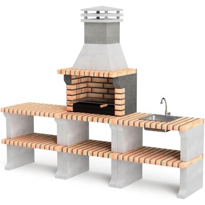 Movelar - Barbacoa de Ladrillo Pack 1 Liz Plus xl - Cocina Exterior - Gris, Naranja - 228x58x210cm Movelar - Barbacoa de Ladrillo Pack 1 Liz Plus xl - Cocina Exterior - Gris, Naranja - 228x58x210cm