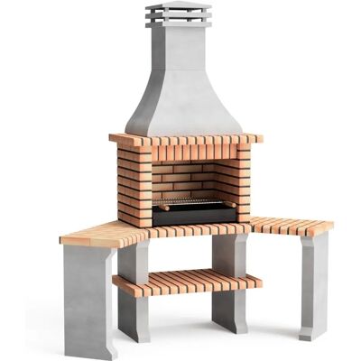 Maestro Ferretero Movelar - Barbacoa de Ladrillo Prefabricada con Mesas Laterales - Para 6-8 Personas Maestro Ferretero Movelar - Barbacoa de Ladrillo Prefabricada con Mesas Laterales - Para 6-8 Personas