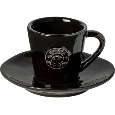 Costa Nova Sort Håndlavet stentøjskrus med underkop - Kaffe Costa Nova Sort Håndlavet stentøjskrus med underkop - Kaffe