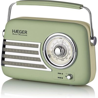 Radio portátil retro Bluetooth Haeger RB-GRE.001A Radio portátil retro Bluetooth Haeger RB-GRE.001A