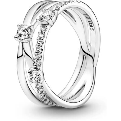 Bague Pandora Argent Entrelacée avec Zirconium - 60mm - Bague - Publicité Bague Pandora Argent Entrelacée avec Zirconium - 60mm - Bague - Publicité