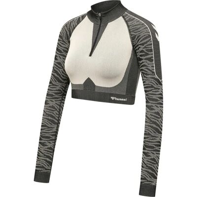 HUMMEL Mila Nahtloser Crop Half Zip - Schwarz/Chateau Grey - L - Crop Half Zip HUMMEL Mila Nahtloser Crop Half Zip - Schwarz/Chateau Grey - L - Crop Half Zip
