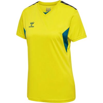Hummel HmlAuthentic Pl Jersey S/S Femme - Soufre Printemps/Corail Bleu - T-shirt - Publicité Hummel HmlAuthentic Pl Jersey S/S Femme - Soufre Printemps/Corail Bleu - T-shirt - Publicité