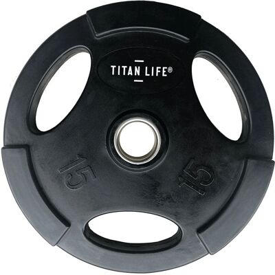 Titan LIFE Kumipäällystetty painolevy - 15 kg - Musta Titan LIFE Kumipäällystetty painolevy - 15 kg - Musta