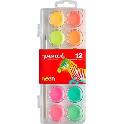 Penol Neon Akvarelfarver 12 Farver - Akvarelmaling Penol Neon Akvarelfarver 12 Farver - Akvarelmaling