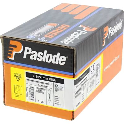 Paslode Stainless Steel Nails - Ring Shank, 2.8x51mm - Outdoor Use Paslode Stainless Steel Nails - Ring Shank, 2.8x51mm - Outdoor Use