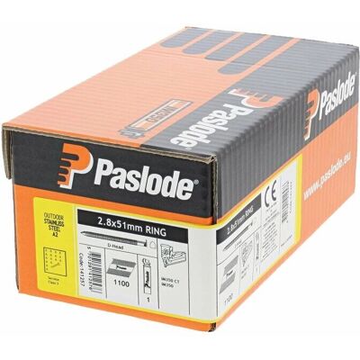 Paslode Edelstahl Nägel - 2,8 x 51mm, Pack 1100 - Außenanwendung Paslode Edelstahl Nägel - 2,8 x 51mm, Pack 1100 - Außenanwendung