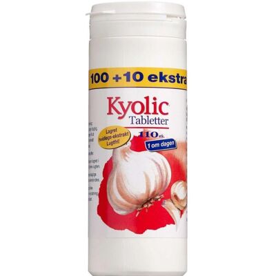 Kyolic 1 dag Hvitløkstilskudd - 100 + 10 Tabletter Kyolic 1 dag Hvitløkstilskudd - 100 + 10 Tabletter