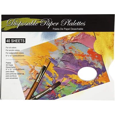 CC Hobby Engangspalette - 31x23cm, Hvid, 40 Ark - Kunstartikler CC Hobby Engangspalette - 31x23cm, Hvid, 40 Ark - Kunstartikler