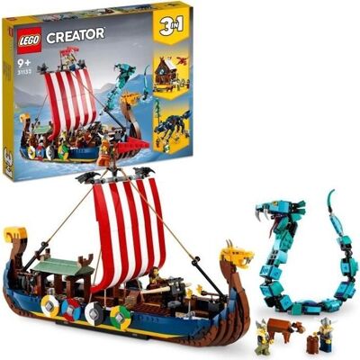 Lego 31132 Creator 3w1 Statek Wikingów i Wąż Midgard - Zestaw Zabawek Lego 31132 Creator 3w1 Statek Wikingów i Wąż Midgard - Zestaw Zabawek