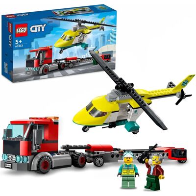 Ensemble de transport d'hélicoptère de secours LEGO City - Véhicule de sauvetage pour enfants Ensemble de transport d'hélicoptère de secours LEGO City - Véhicule de sauvetage pour enfants