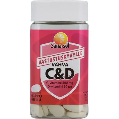 Sana-sol - Vahva C+D - 500 mg C-vitamiinia - 50 μg D-vitamiinia - Vitamiinilippu Sana-sol - Vahva C+D - 500 mg C-vitamiinia - 50 μg D-vitamiinia - Vitamiinilippu