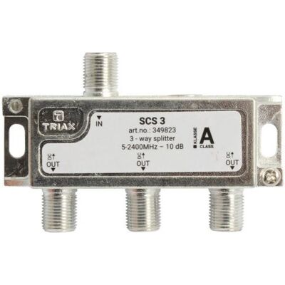 Triax SCS 3 Kabelfordeler - 75 Ohm - 2400 MHz - Sølv, Hvid - Kabelfordeler Triax SCS 3 Kabelfordeler - 75 Ohm - 2400 MHz - Sølv, Hvid - Kabelfordeler