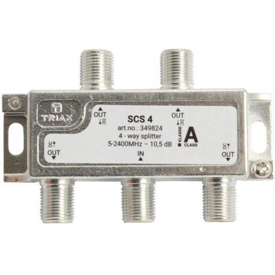 Triax SCS 4 Kabelsplitter - 75 Ohm - 2400 MHz - Sølv - til SAT-IF & MATV Triax SCS 4 Kabelsplitter - 75 Ohm - 2400 MHz - Sølv - til SAT-IF & MATV