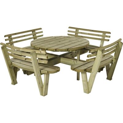 PLUS Ronde Picknicktafel Set - Geschikt voor 8 Personen PLUS Ronde Picknicktafel Set - Geschikt voor 8 Personen