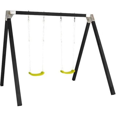 KinderL Doppelschaukel PLUS - Schwarz, Holz/Stahl/Kunststoff - Schaukelgestell KinderL Doppelschaukel PLUS - Schwarz, Holz/Stahl/Kunststoff - Schaukelgestell