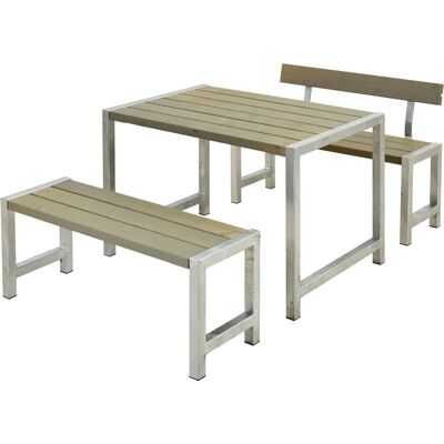 Plus Garten-Essgruppe - Wetterbeständig, Stahl & FSC Holz Plus Garten-Essgruppe - Wetterbeständig, Stahl & FSC Holz